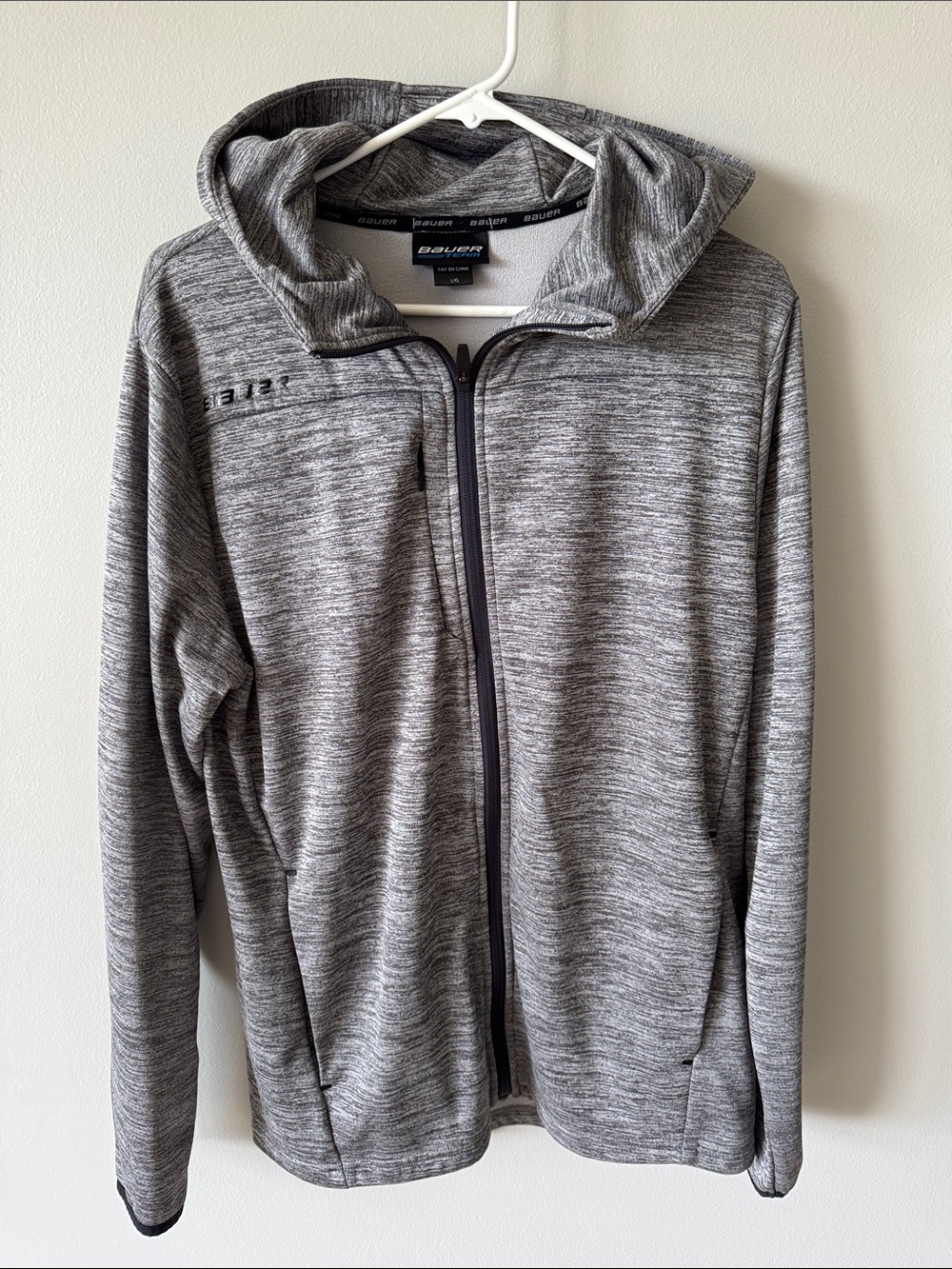 Bauer Men's Heather Gray Full-Zip Hooded Sweater